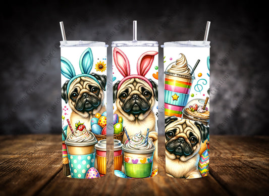 20oz Tumbler  Pug Bunnies