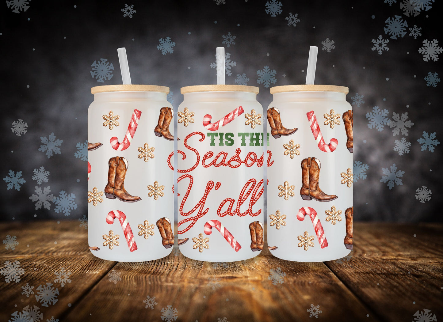 Glass Can Winter Snowman