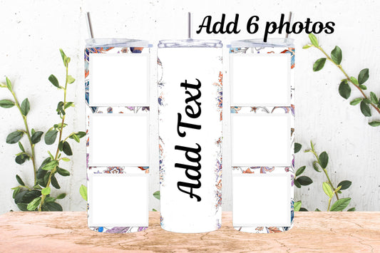 20oz Photo Tumbler Abstract Floral W/Name 6