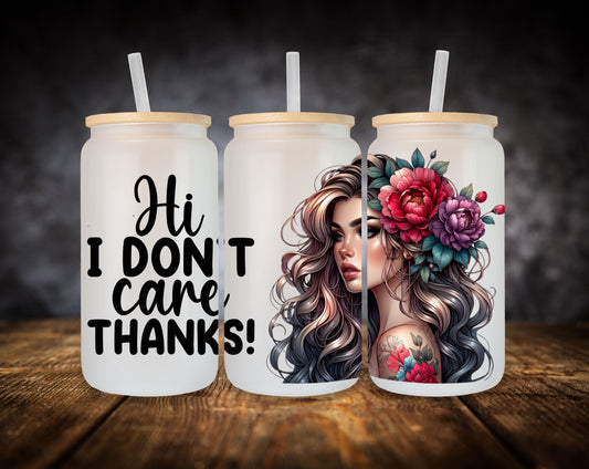 Glass Can- Girls-Curly Hair-Flowers