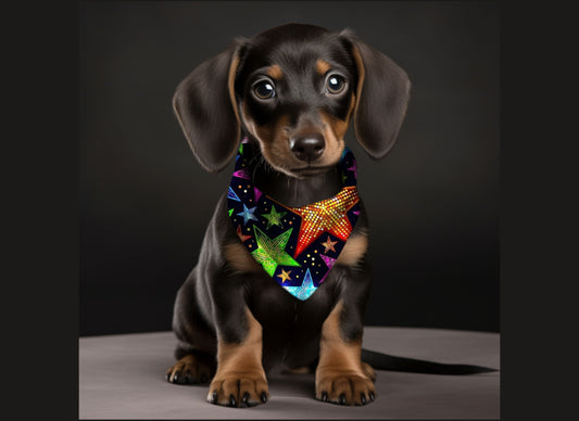 Dog Bandana-Colorful Stars Print