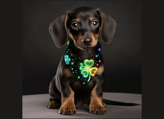 Dog Bandana-Neon Clover Print
