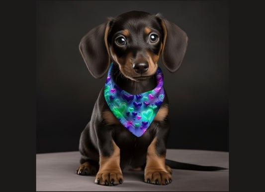 Dog Bandana-Neon Hearts
