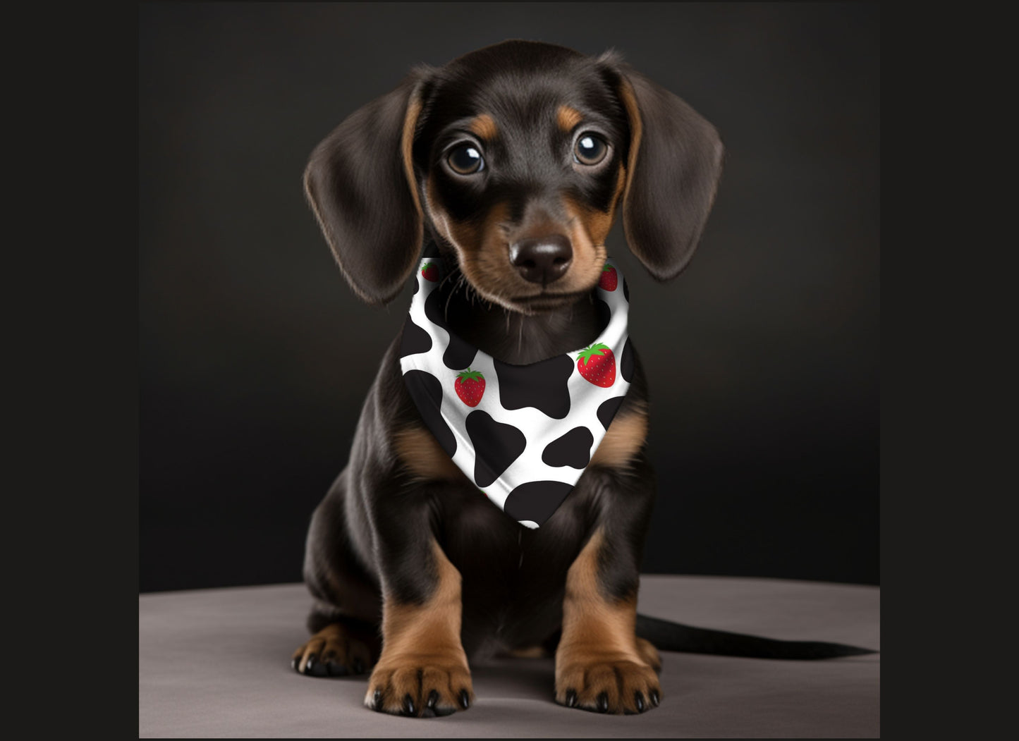 Dog Bandana-Cow-Strawberries Print