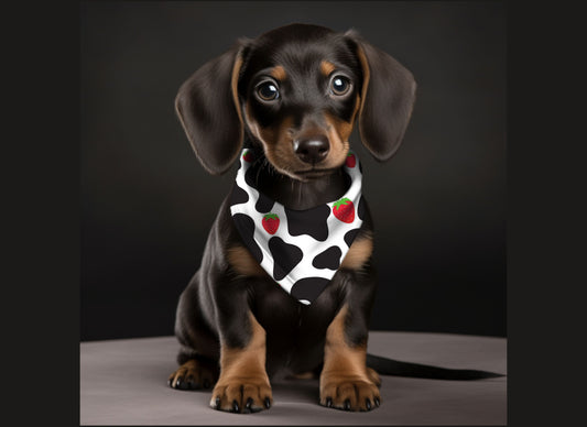 Dog Bandana-Cow-Strawberries Print