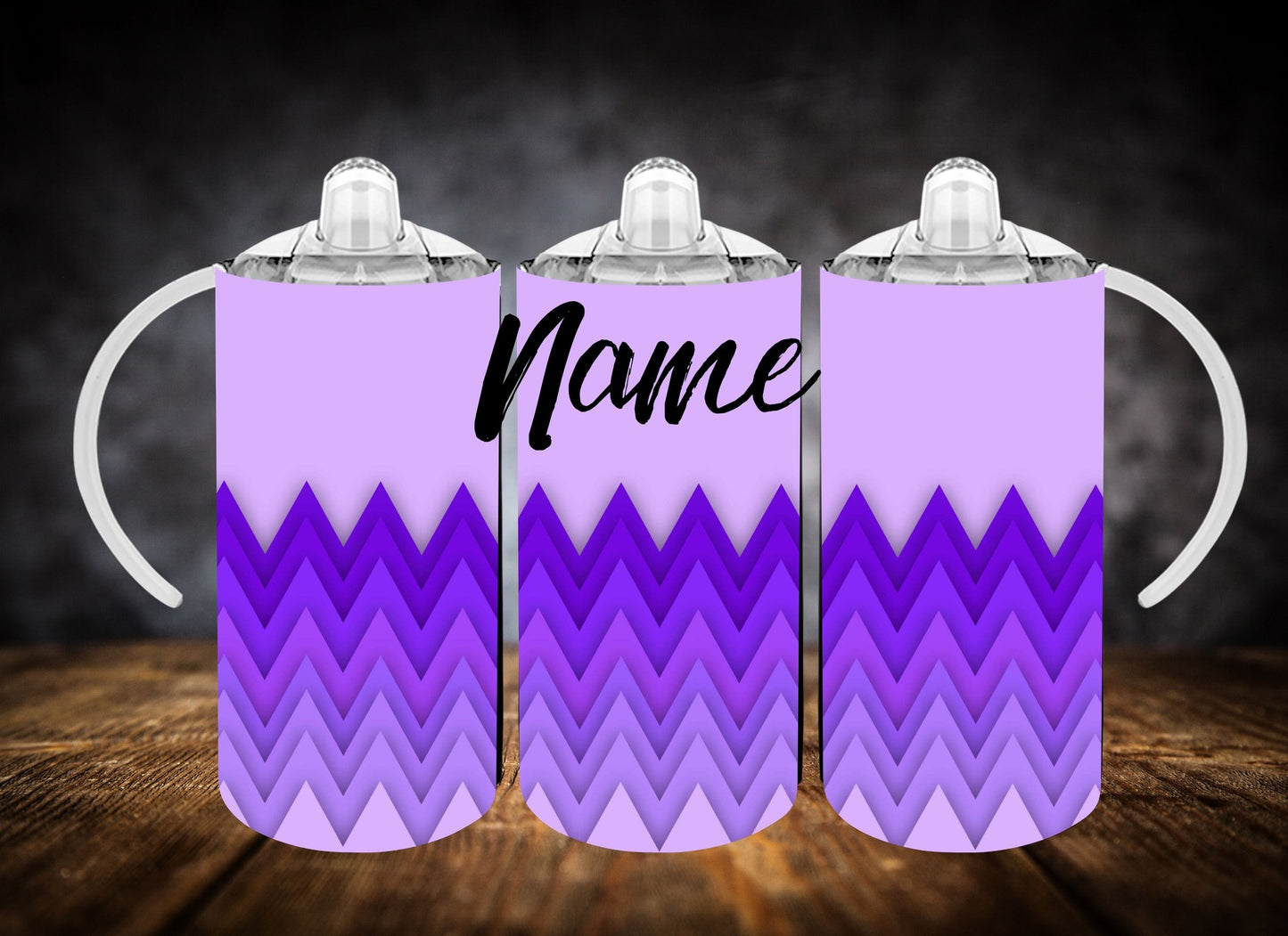 Sippy Cup- Two Tone Chevron Pattern W/Name