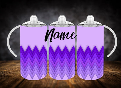 Sippy Cup- Two Tone Chevron Pattern W/Name
