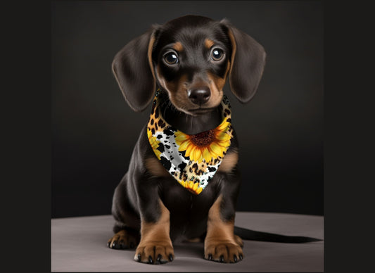 Dog Bandana-Yellow Sunflower with Animal Print