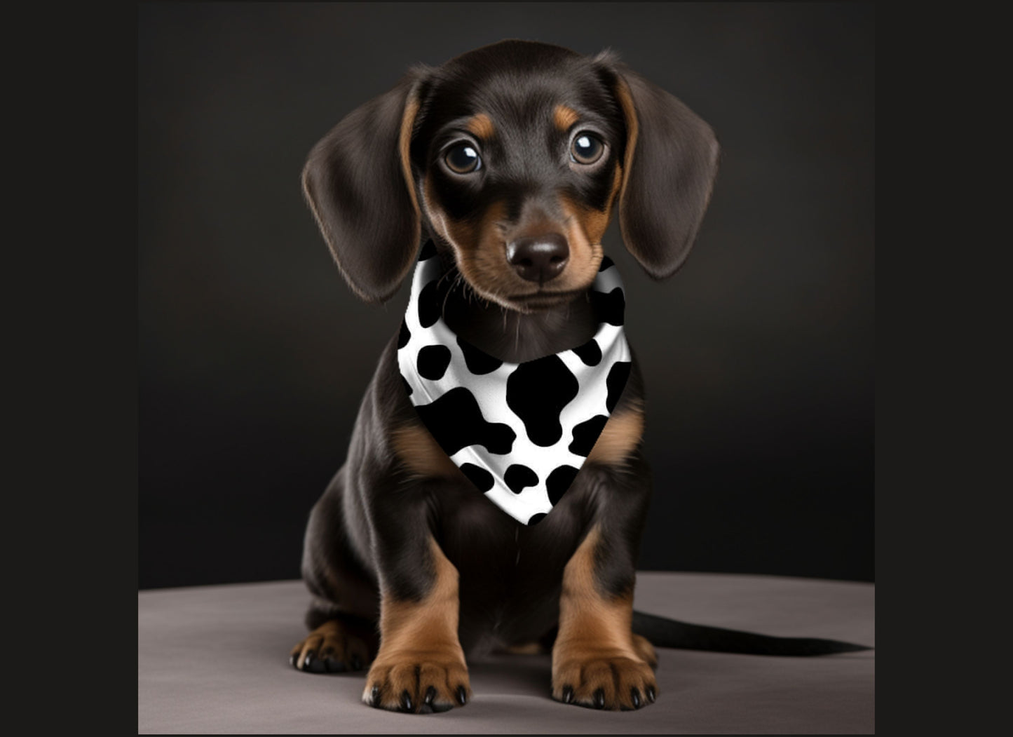 Dog Bandana-Black and White Cow Print Multi