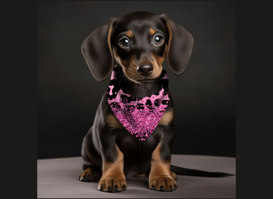 Dog Bandana-Purple Animal Print Sparkle