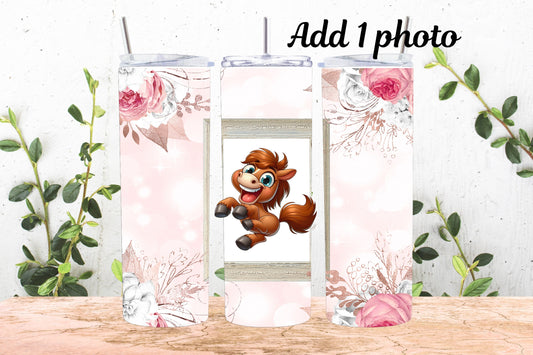 20oz Photo Tumbler Pink Roses 1