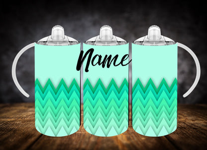 Sippy Cup- Two Tone Chevron Pattern W/Name