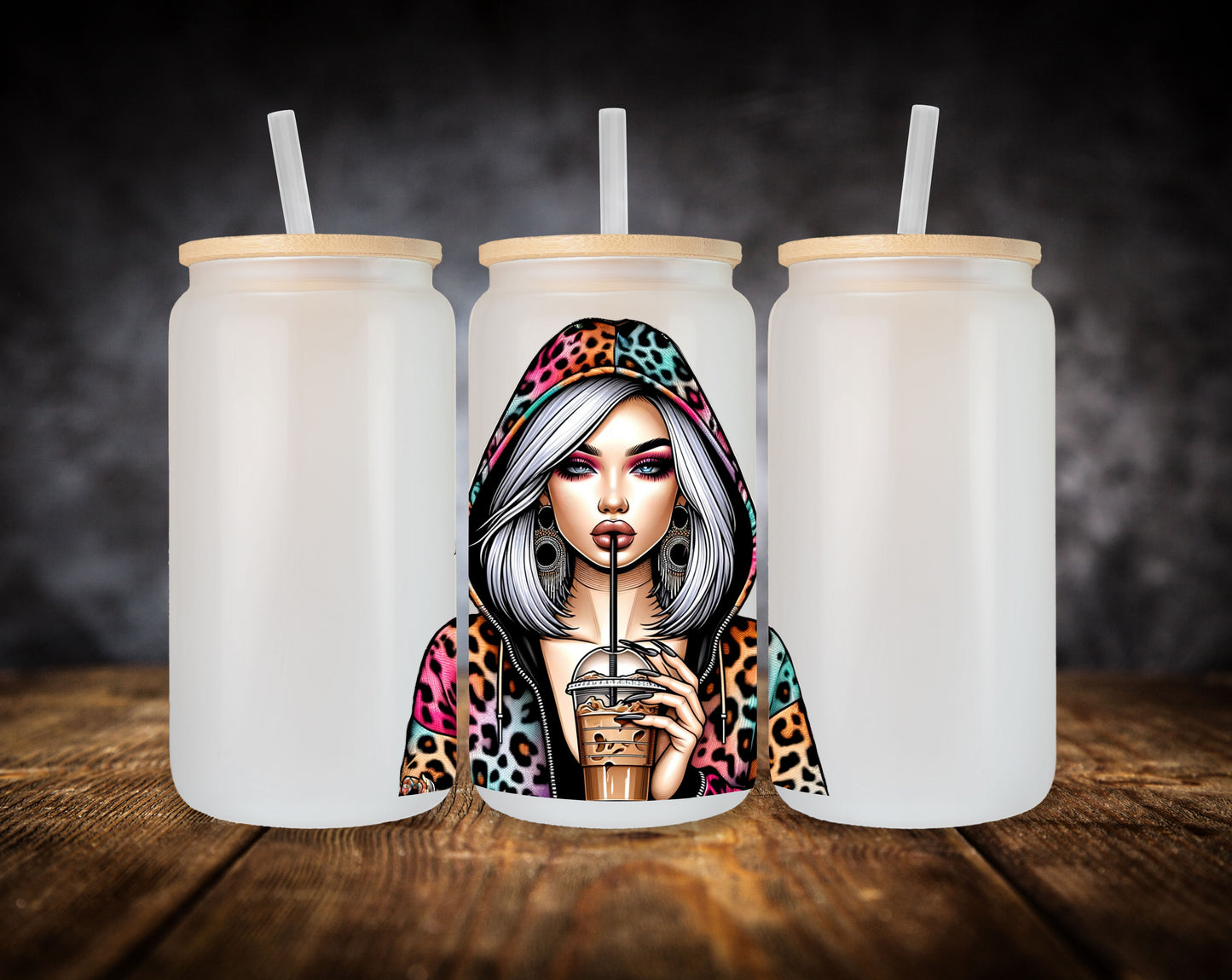 Glass Can- Girl-Animal Print Hoodie