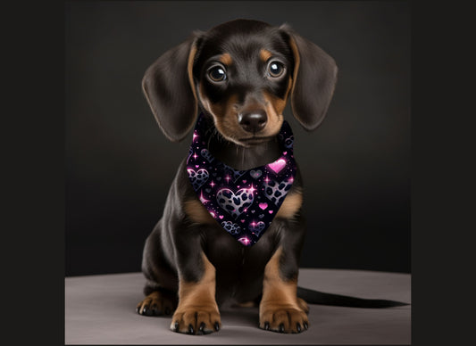 Dog Bandana-Leopard Hearts Multi