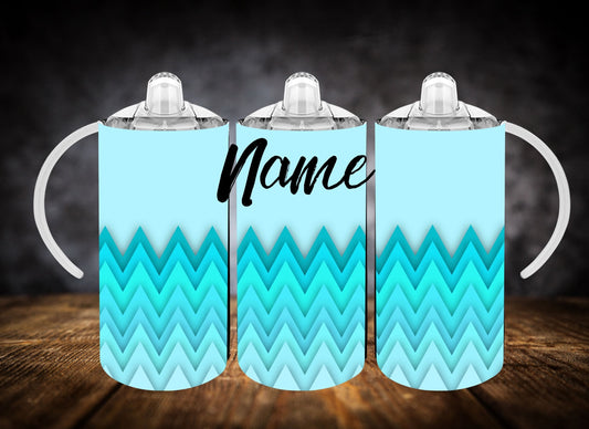 Sippy Cup- Two Tone Chevron Pattern W/Name