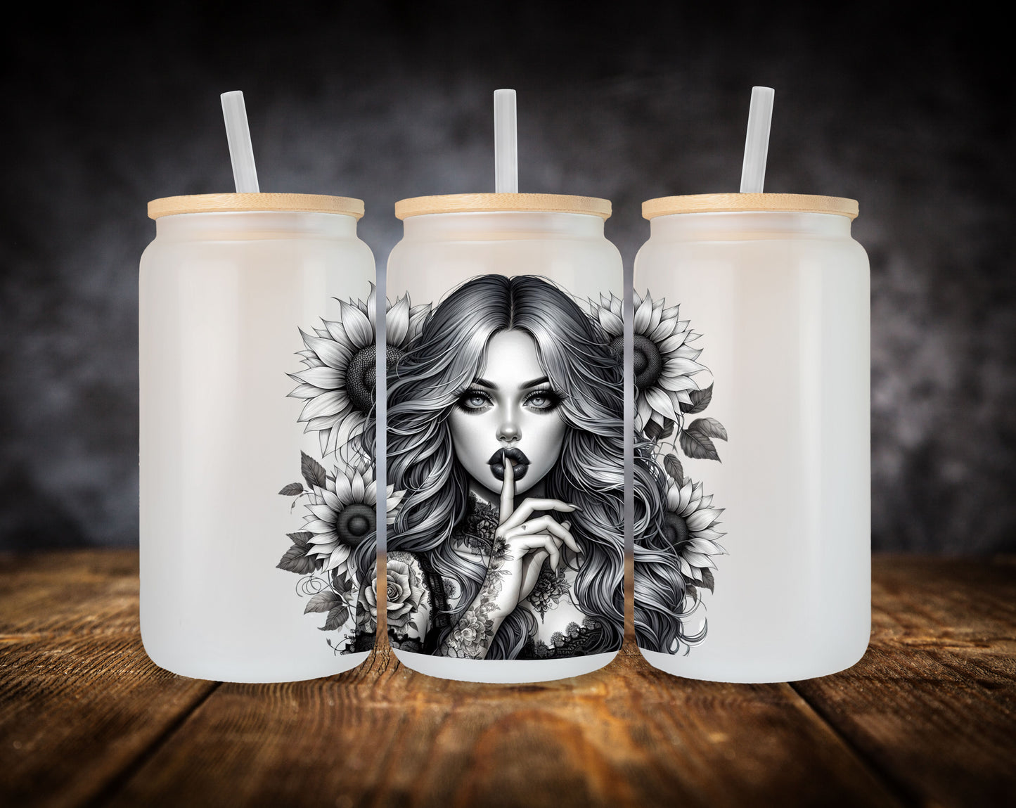 Glass Can- Girl-Sunflowers-Shhh...