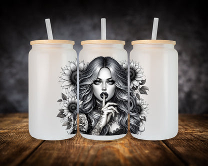 Glass Can- Girl-Sunflowers-Shhh...
