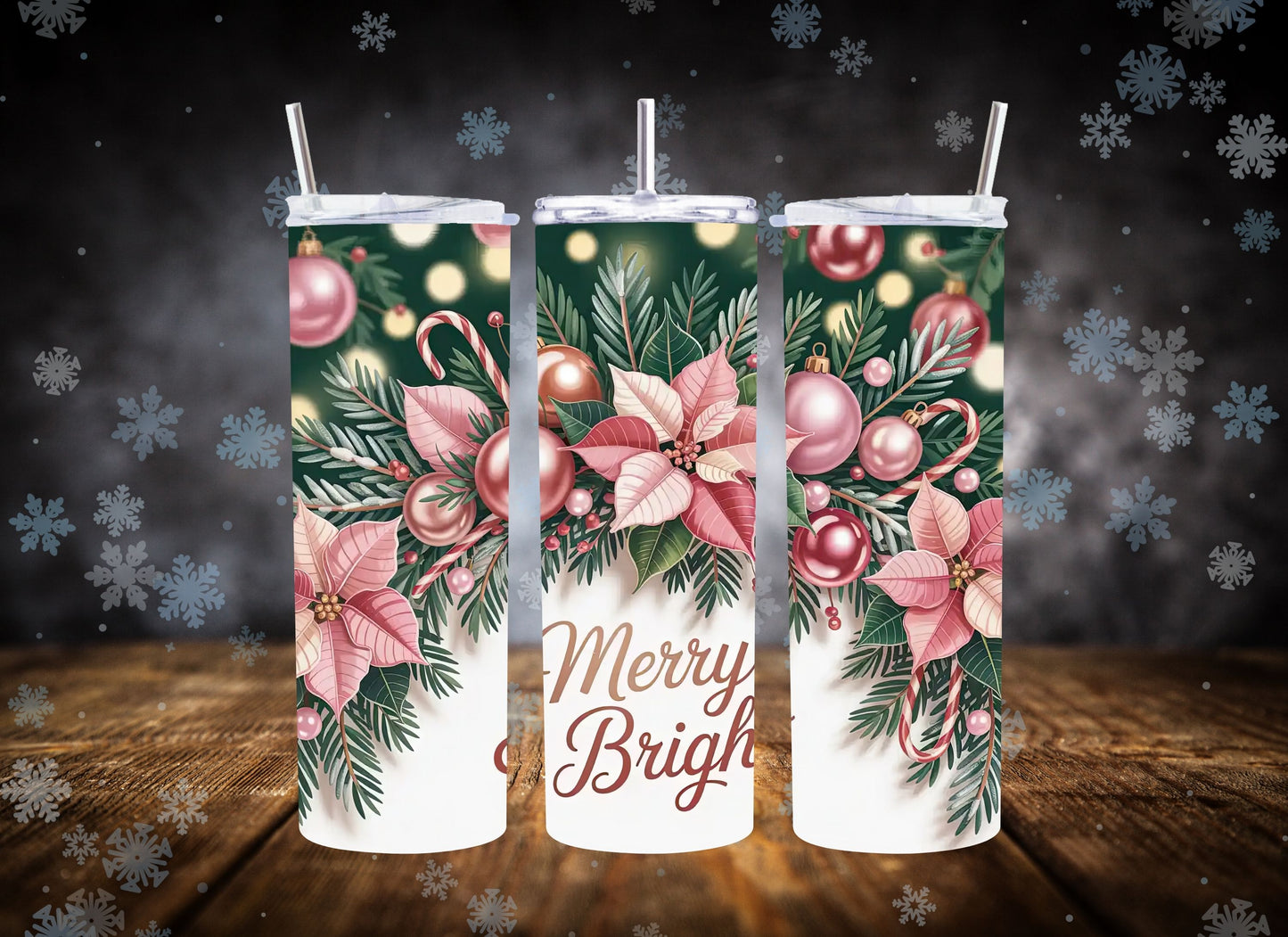 20oz Tumbler Merry & Bright Poinsettia