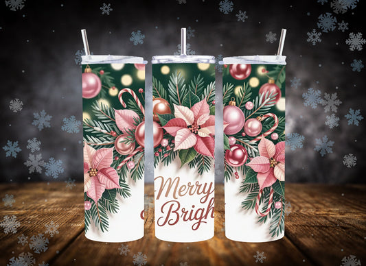 20oz Tumbler Merry & Bright Poinsettia