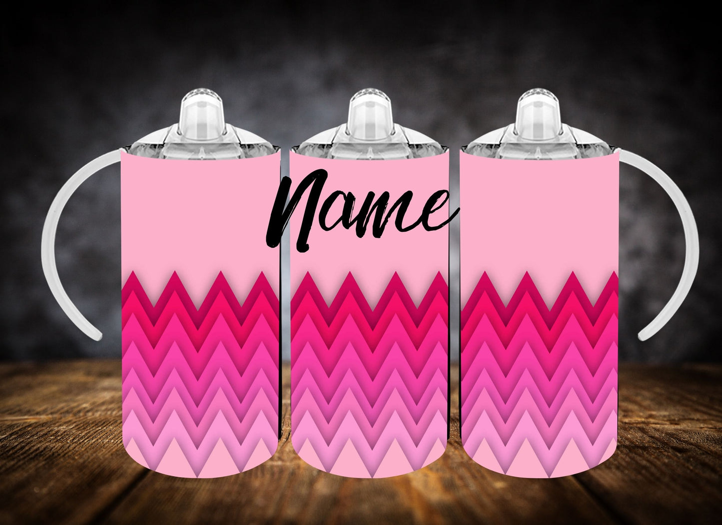 Sippy Cup- Two Tone Chevron Pattern W/Name
