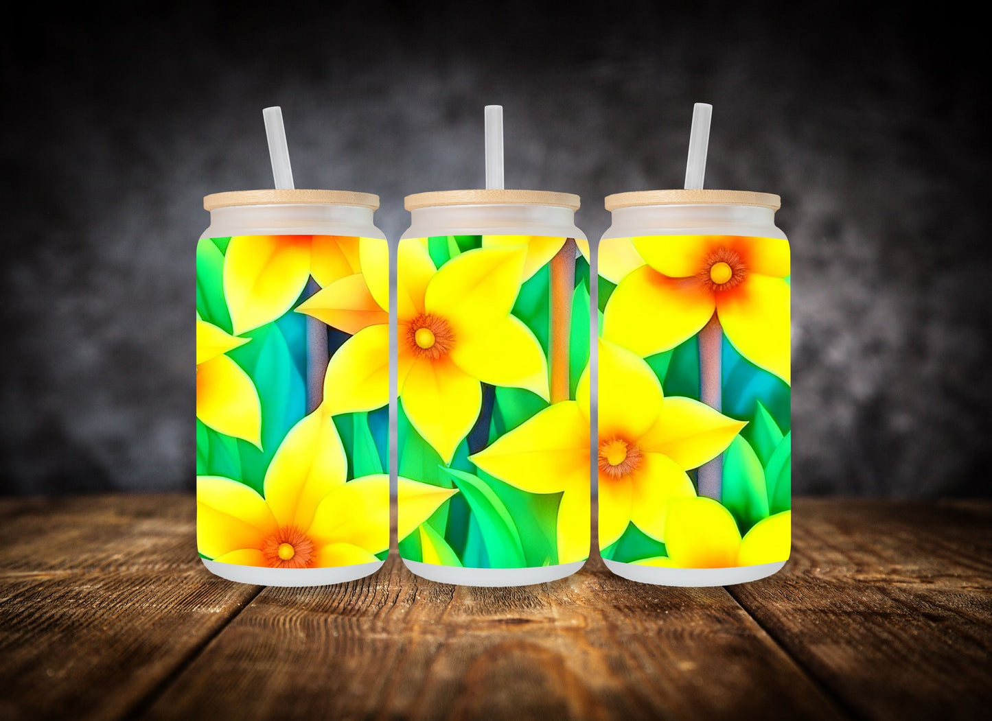 Glass Can Daffodil Bloom