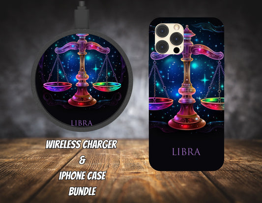Matching iPhone Case and Wireless Charger-Zodiac Libra