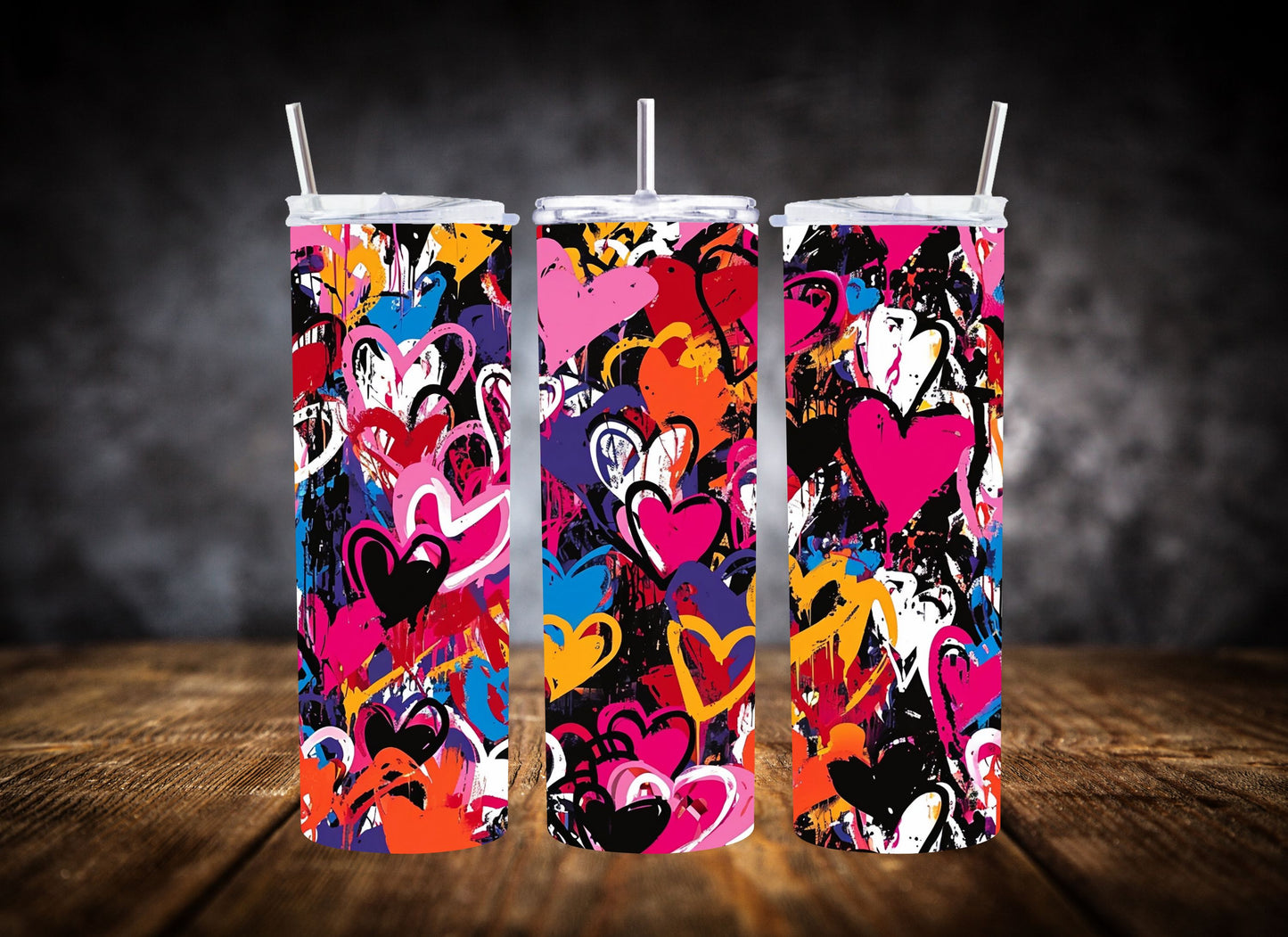 20oz Tumbler- Graffiti Hearts Collection