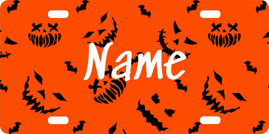 License Plate  Jack O Lantern W/Name