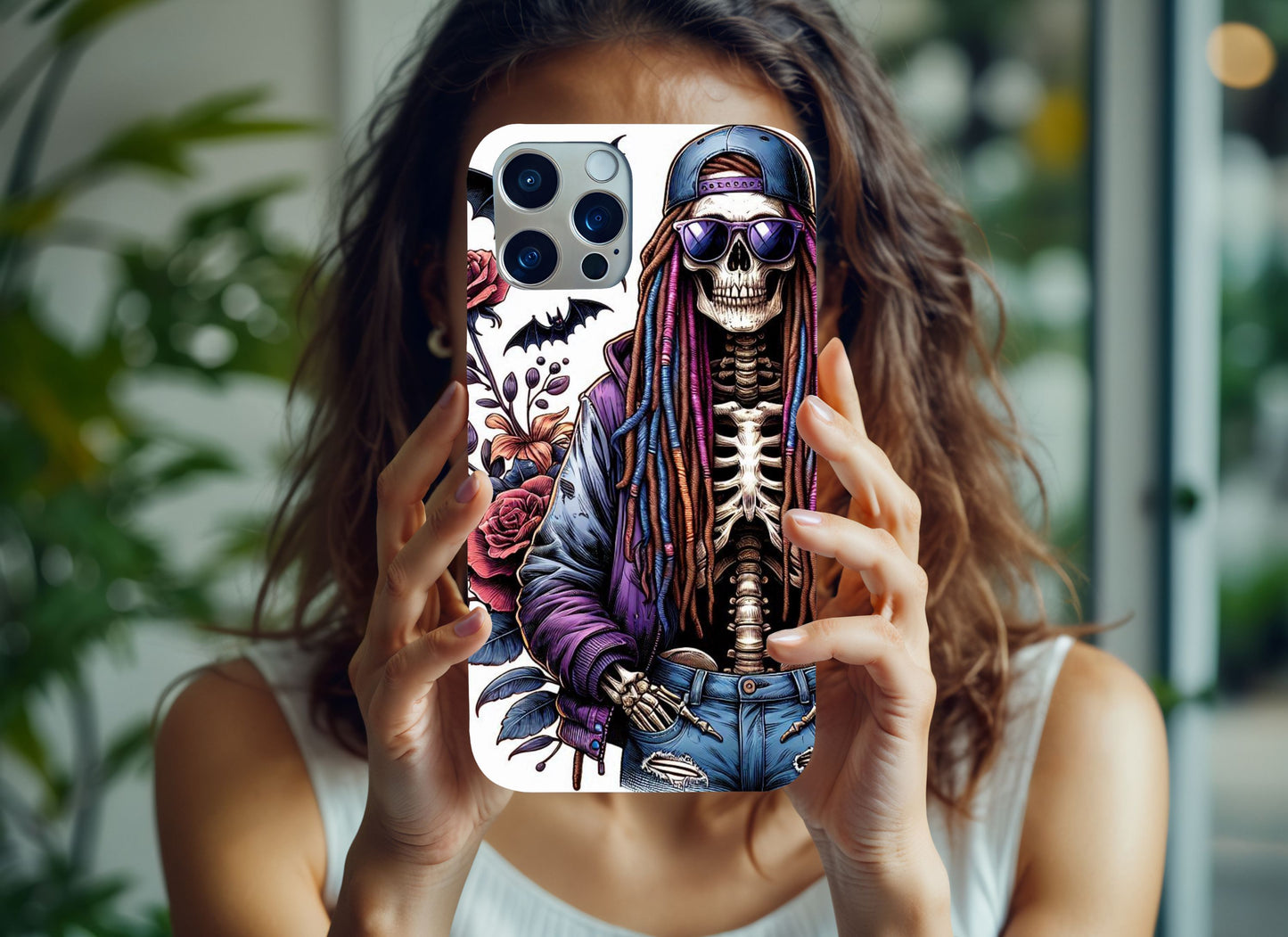 iPhone Case Punk Skeleton with Dreadlocks