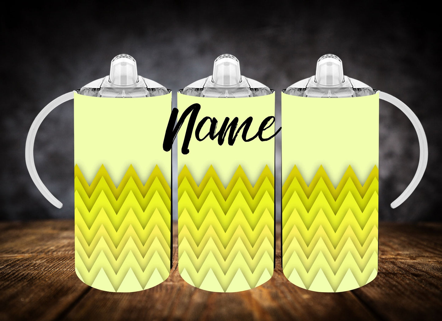 Sippy Cup- Two Tone Chevron Pattern W/Name