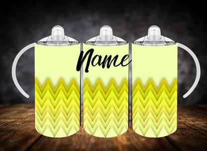 Sippy Cup- Two Tone Chevron Pattern W/Name