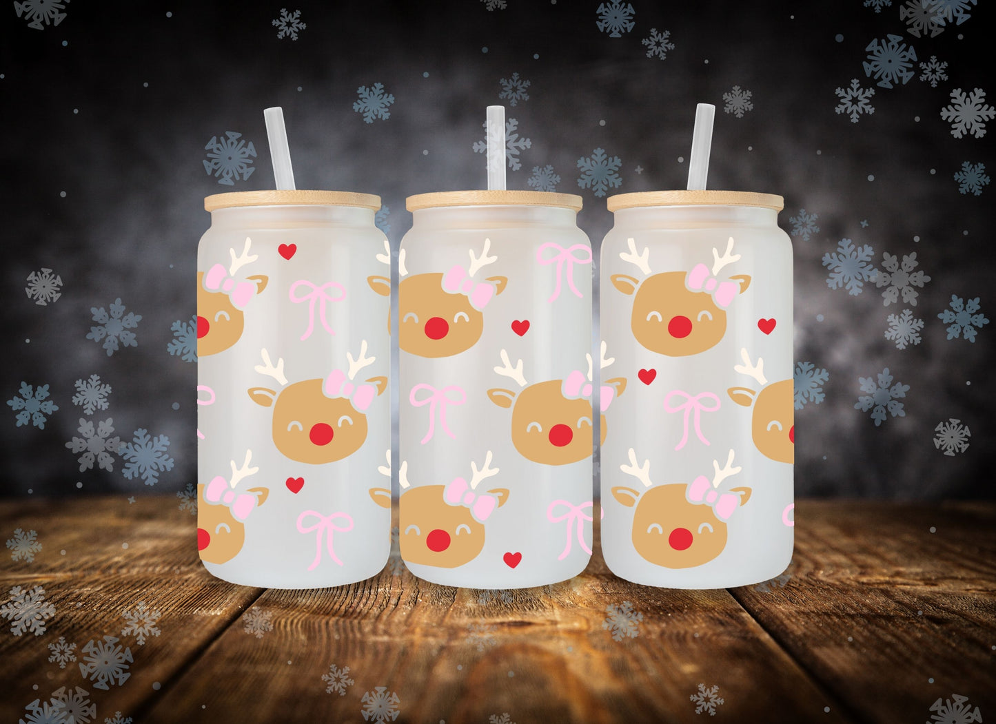 Glass Can Reindeer Christmas