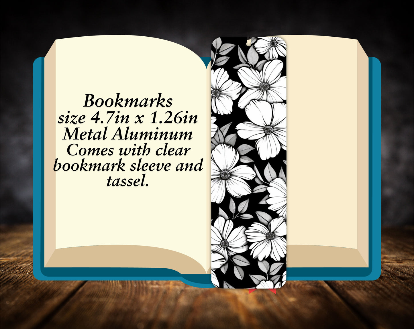 Bookmarks-Black & White Flowers