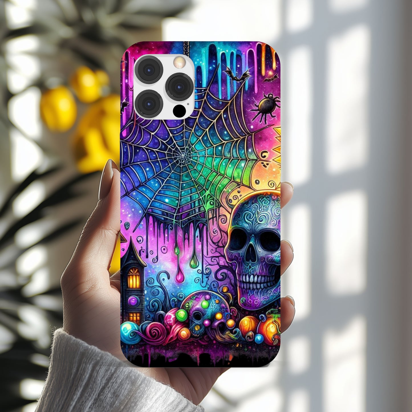iPhone Case Psychedelic Skull Spiderweb