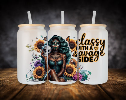 Glass Can- Girl-Sugar Skull-Classy With A Savage Side