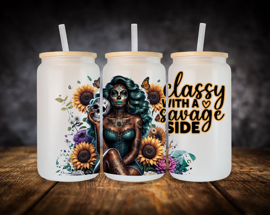 Glass Can- Girl-Sugar Skull-Classy With A Savage Side