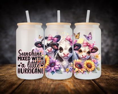 Glass Can- Highland Cow-Sunflowers