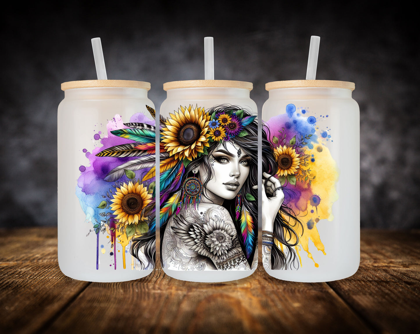 Glass Can- Girl-Boho Feathers-You Are Enough