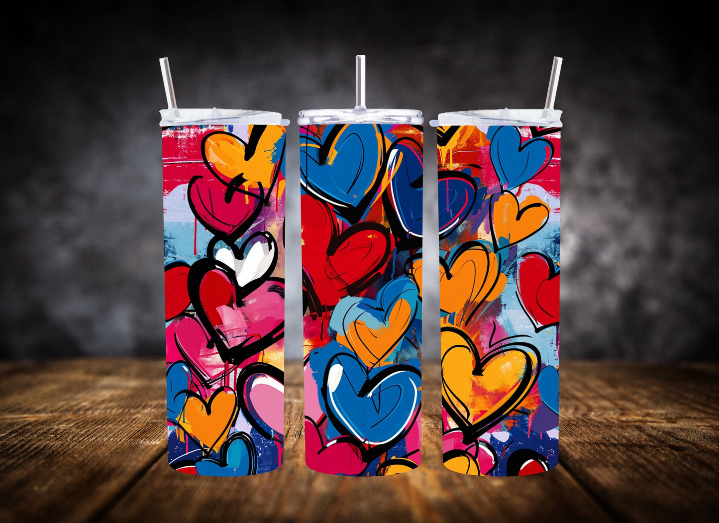 20oz Tumbler- Graffiti Hearts Collection