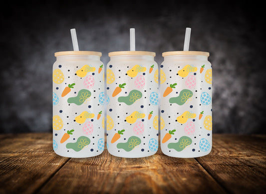 Glass Can-  Easter Rabbit Eggs