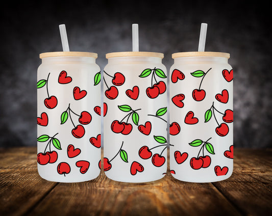 Glass Can- Heart Cherries