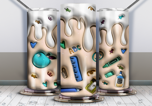 20oz Tumbler- School Supplies Frosted Drip