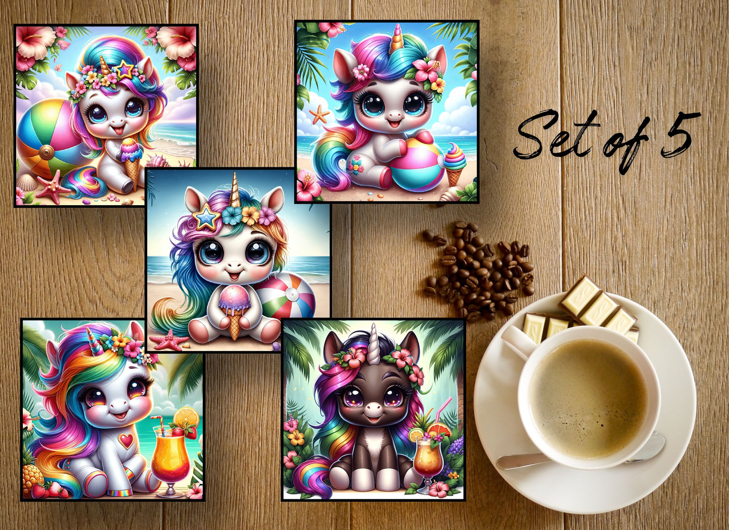 Drink Coasters- Summer Unicorns