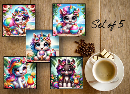 Drink Coasters- Summer Unicorns