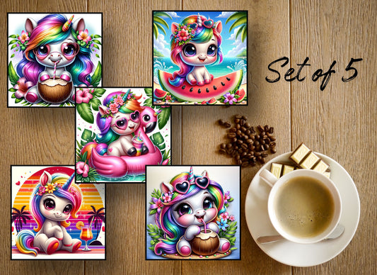 Drink Coasters- Summer Unicorns
