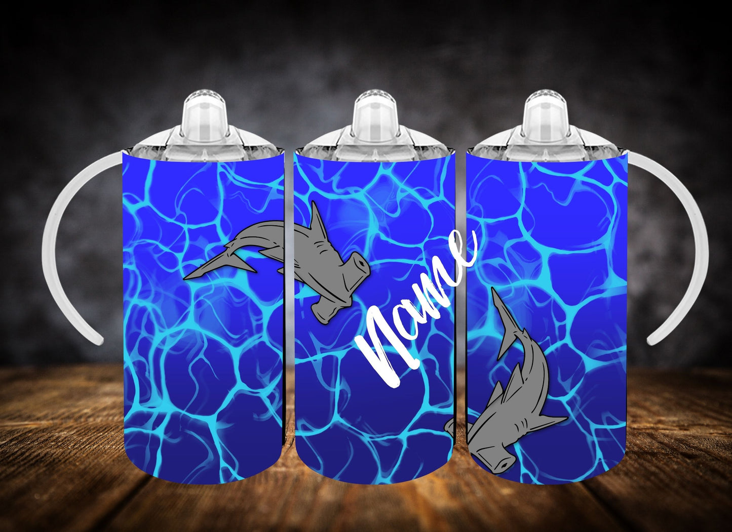 Sippy Cup-Shark Madness W/Name