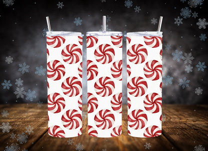 20oz Tumbler Peppermint Swirl Christmas