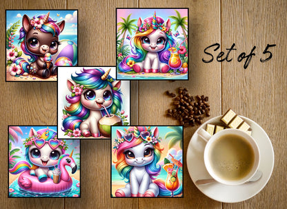 Drink Coasters- Summer Unicorns