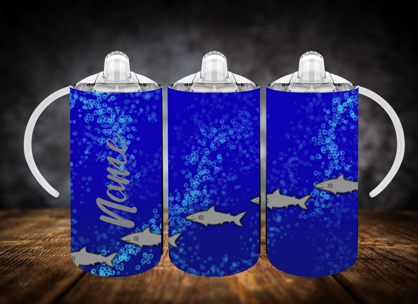 Sippy Cup-Shark Madness W/Name