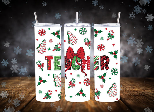 20oz Tumbler Merry Christmas Teacher